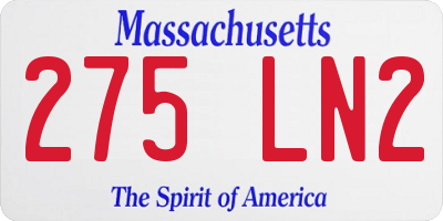 MA license plate 275LN2