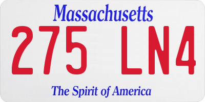 MA license plate 275LN4