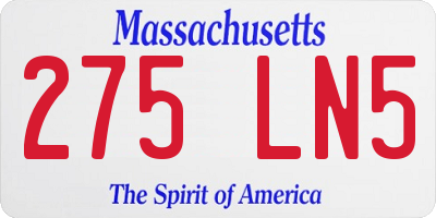 MA license plate 275LN5