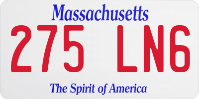 MA license plate 275LN6