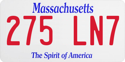 MA license plate 275LN7