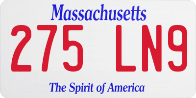 MA license plate 275LN9