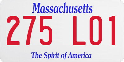 MA license plate 275LO1
