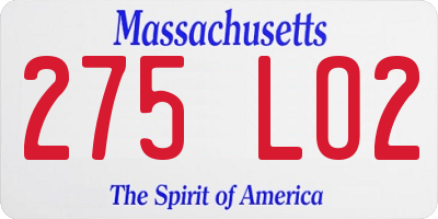 MA license plate 275LO2