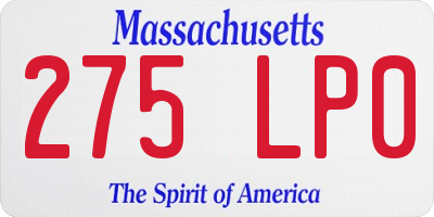 MA license plate 275LP0