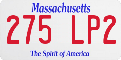 MA license plate 275LP2