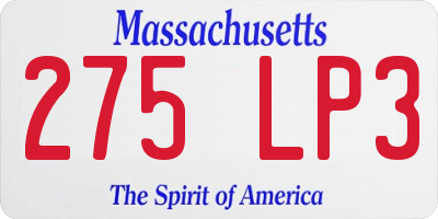 MA license plate 275LP3
