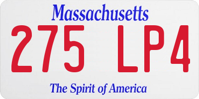 MA license plate 275LP4