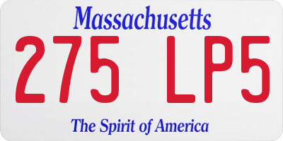 MA license plate 275LP5