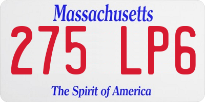 MA license plate 275LP6