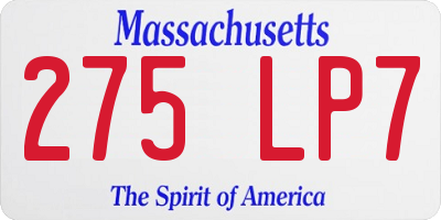 MA license plate 275LP7
