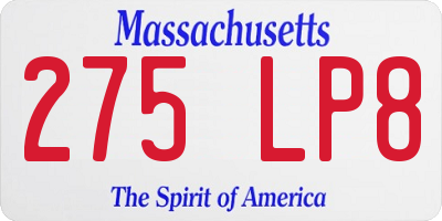 MA license plate 275LP8