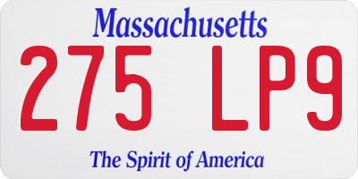MA license plate 275LP9