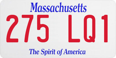 MA license plate 275LQ1