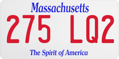MA license plate 275LQ2