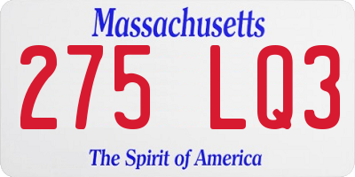 MA license plate 275LQ3