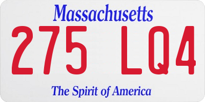 MA license plate 275LQ4