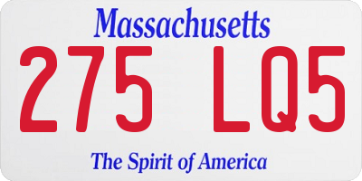 MA license plate 275LQ5