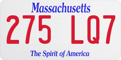 MA license plate 275LQ7