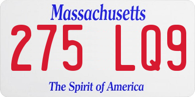 MA license plate 275LQ9
