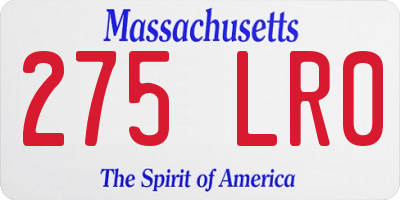 MA license plate 275LR0