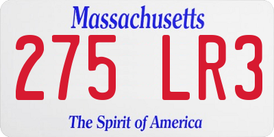 MA license plate 275LR3