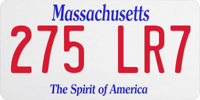 MA license plate 275LR7