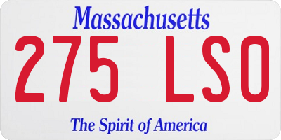 MA license plate 275LS0