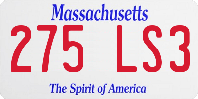 MA license plate 275LS3