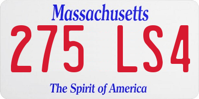 MA license plate 275LS4