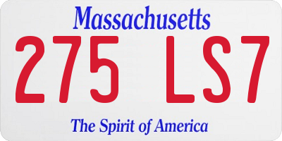 MA license plate 275LS7
