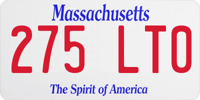 MA license plate 275LT0