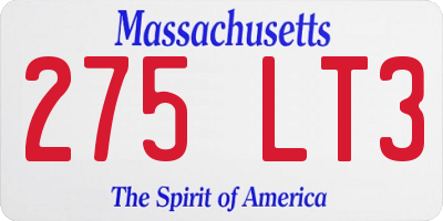 MA license plate 275LT3