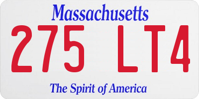 MA license plate 275LT4