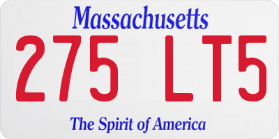 MA license plate 275LT5