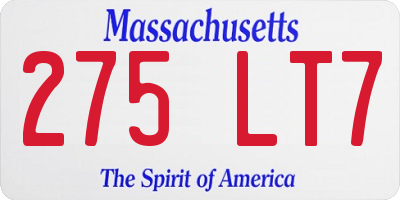 MA license plate 275LT7
