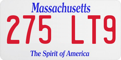 MA license plate 275LT9