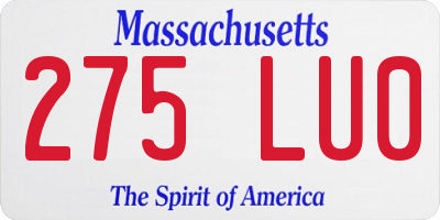 MA license plate 275LU0