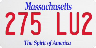 MA license plate 275LU2