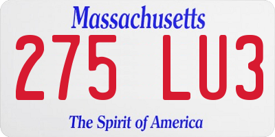 MA license plate 275LU3