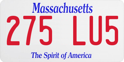 MA license plate 275LU5
