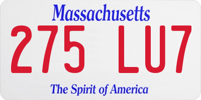 MA license plate 275LU7