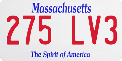 MA license plate 275LV3