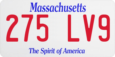 MA license plate 275LV9
