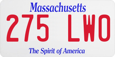 MA license plate 275LW0