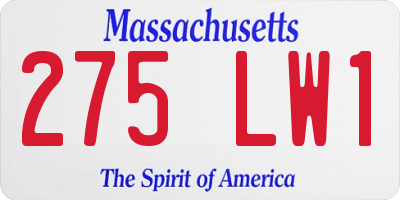 MA license plate 275LW1