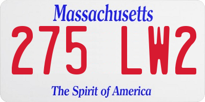 MA license plate 275LW2