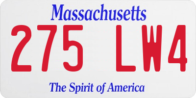 MA license plate 275LW4