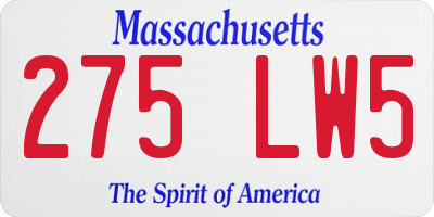 MA license plate 275LW5