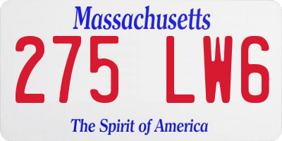 MA license plate 275LW6